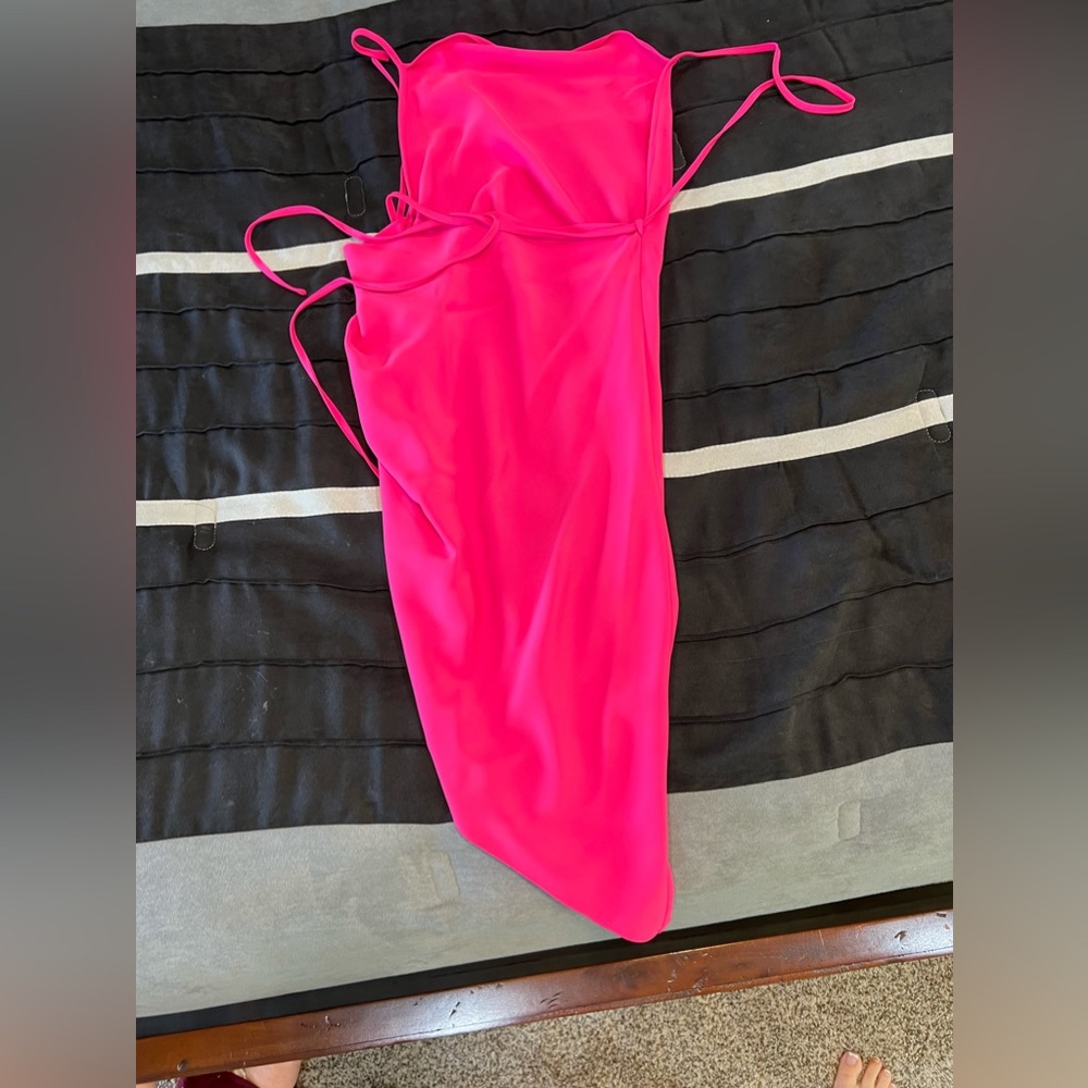 Hot Pink high low side dress
